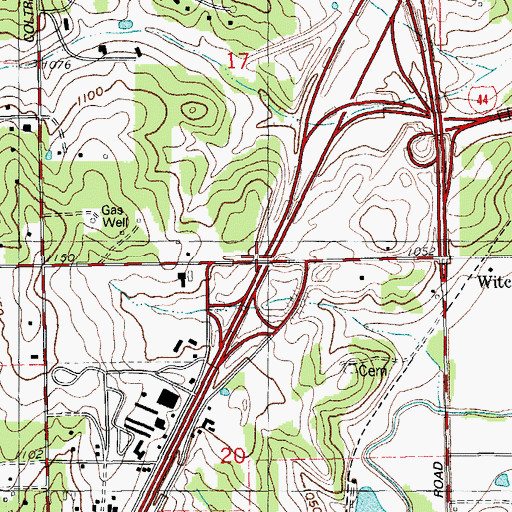 Topographic Map of Interchange 137, OK