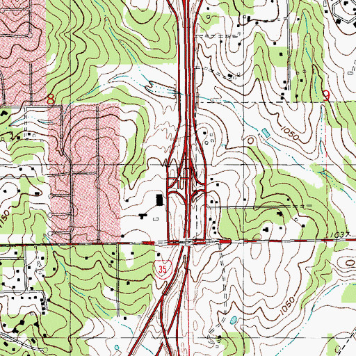Topographic Map of Interchange 138B, OK