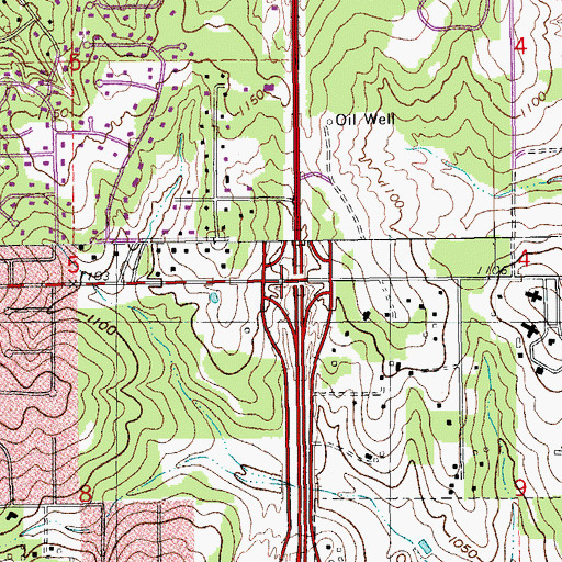 Topographic Map of Interchange 139, OK