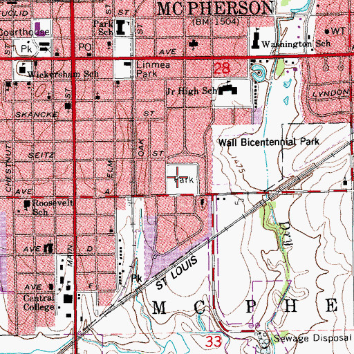 Topographic Map of Athletic Park, KS