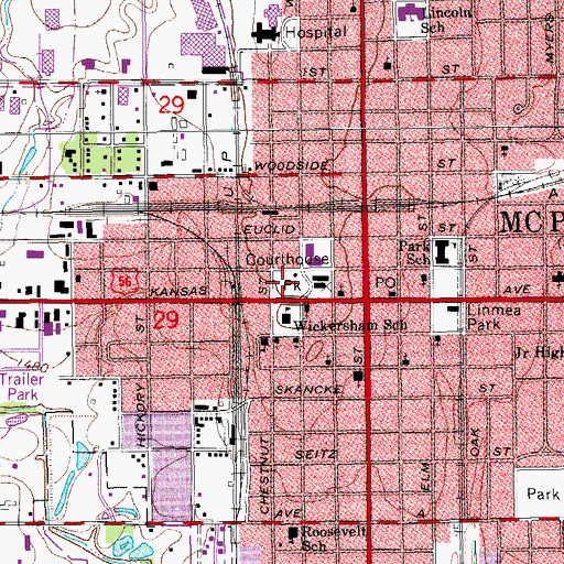 Topographic Map of Memorial Park, KS