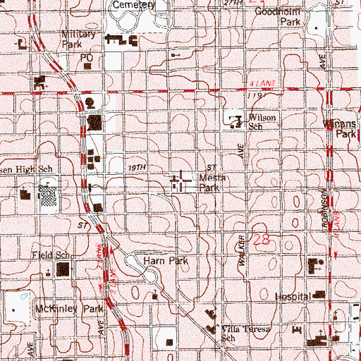 Topographic Map of Mesta Park, OK