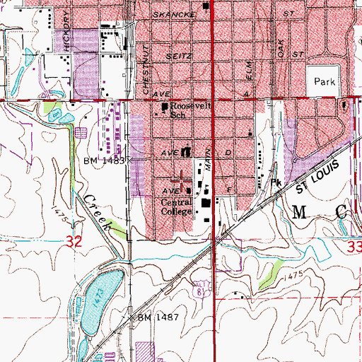 Topographic Map of Central Christian College of Kansas Briner Library, KS