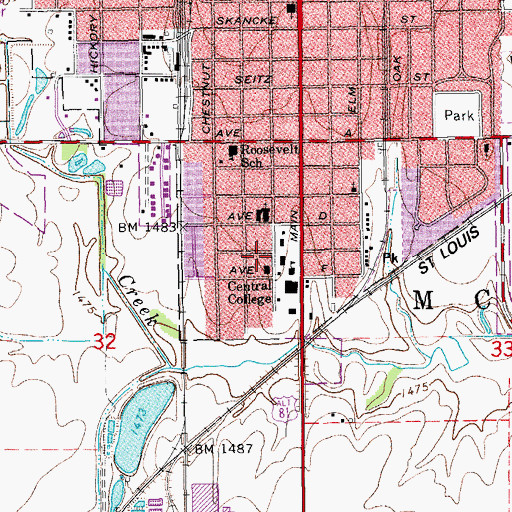 Topographic Map of Central Christian College of Kansas Briner Library, KS