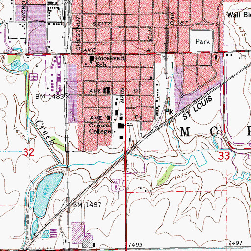 Topographic Map of Central Christian College of Kansas Gillespie Hall, KS