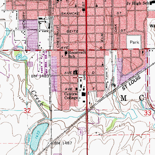 Topographic Map of Central Christian College of Kansas Mingenback Family Life Center, KS