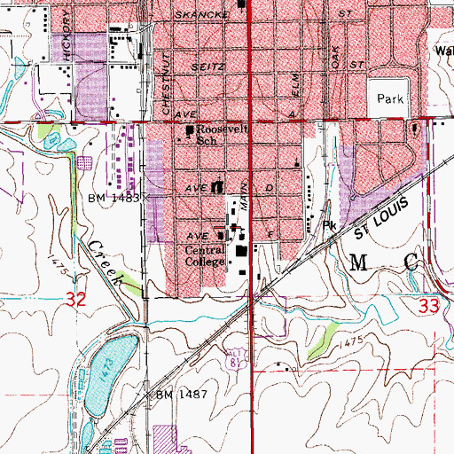 Topographic Map of Central Christian College of Kansas Science Hall, KS