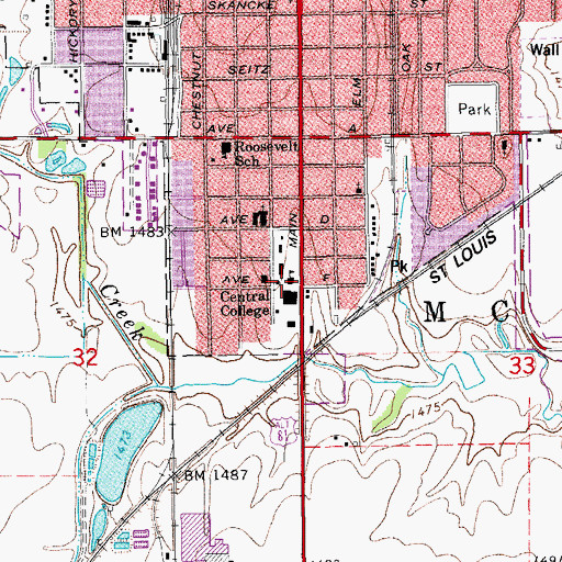 Topographic Map of Central Christian College of Kansas Stoll Hall, KS