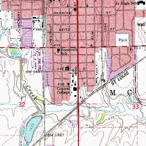 Topographic Map of Central Christian College of Kansas Wesley Black Fine Arts Center, KS