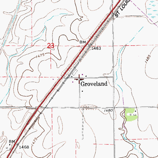 Topographic Map of Groveland Christian Church, KS