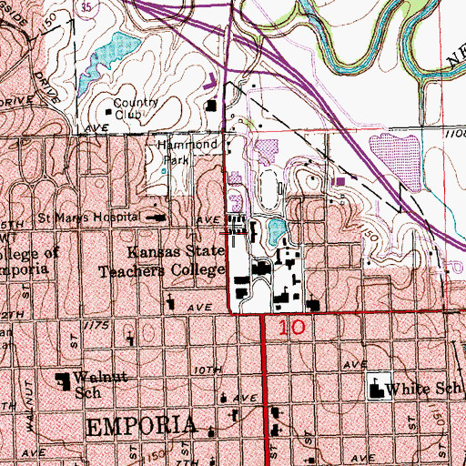Topographic Map of Emporia State University Cremer Hall, KS