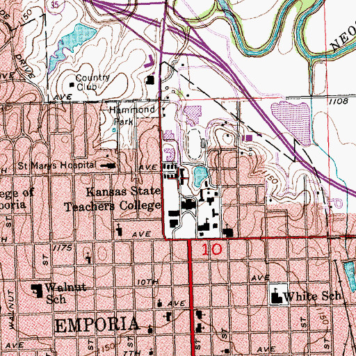 Topographic Map of Emporia State University Morse Hall Complex, KS