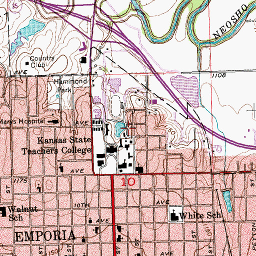 Topographic Map of Emporia State University Stormont Maintenance Center, KS