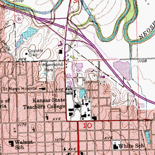 Topographic Map of Welch Stadium, KS