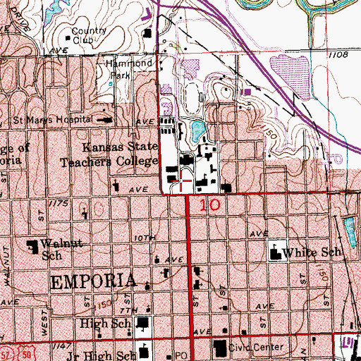Topographic Map of Kellogg Circle, KS