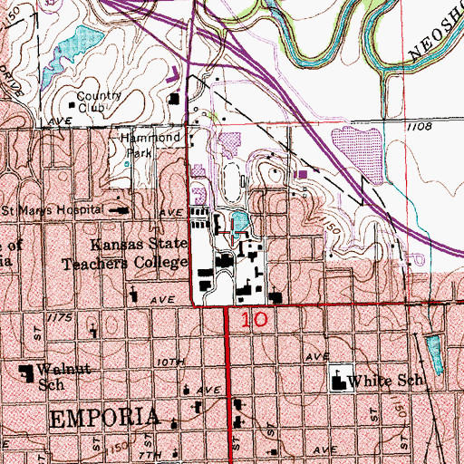 Topographic Map of Wooster Bridge, KS