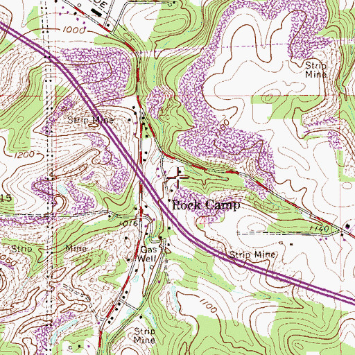 Topographic Map of Rock Camp Post Office (historical), OH