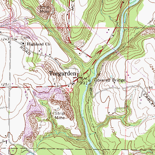 Topographic Map of Teegarden Post Office (historical), OH