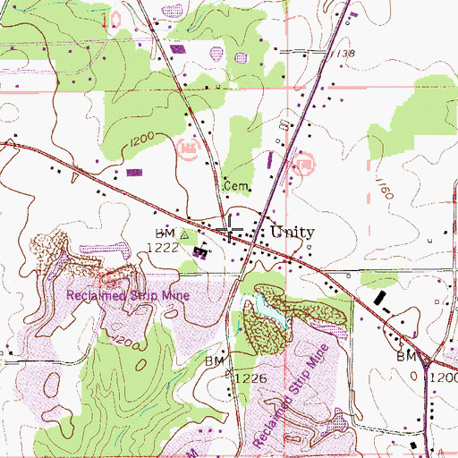 Topographic Map of Unity Post Office (historical), OH