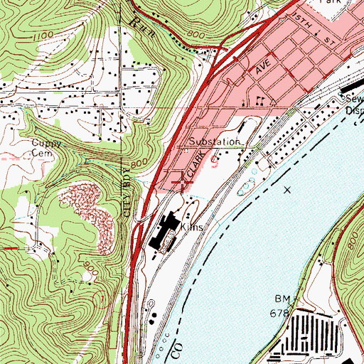 Topographic Map of Vulcan Post Office (historical), OH