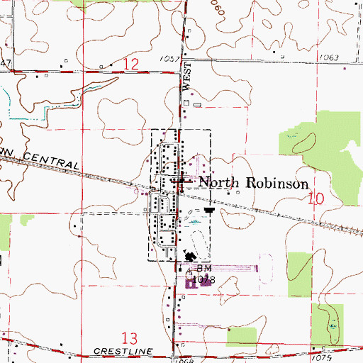 Topographic Map of North Robinson Post Office, OH