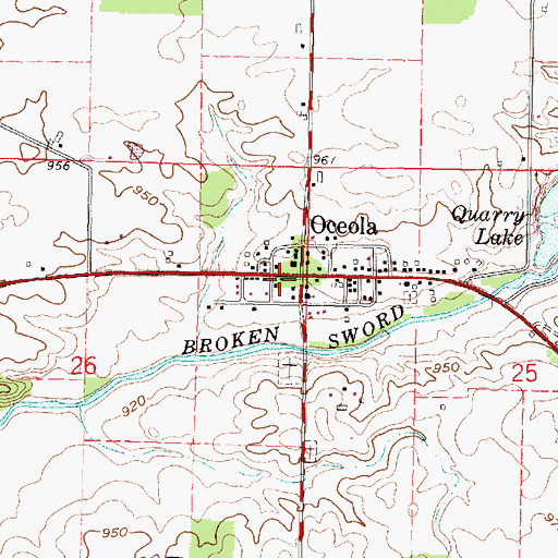 Topographic Map of Oscola Post Office, OH