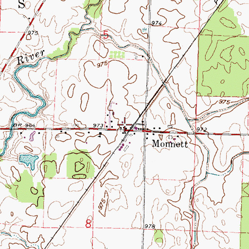 Topographic Map of Monnett Post Office (historical), OH