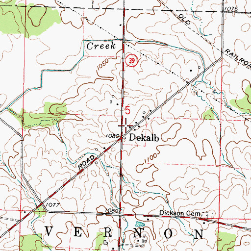 Topographic Map of De Kalb Post Office (historical), OH