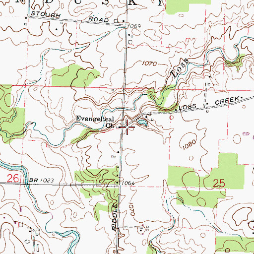 Topographic Map of Biddle Mills Post Office (historical), OH