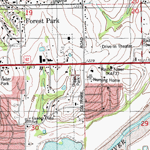 Topographic Map of Diggs Park, OK
