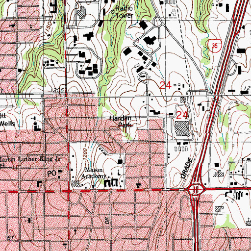 Topographic Map of Harden Park, OK