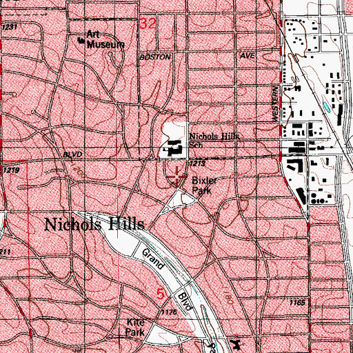 Topographic Map of Bixler Park, OK
