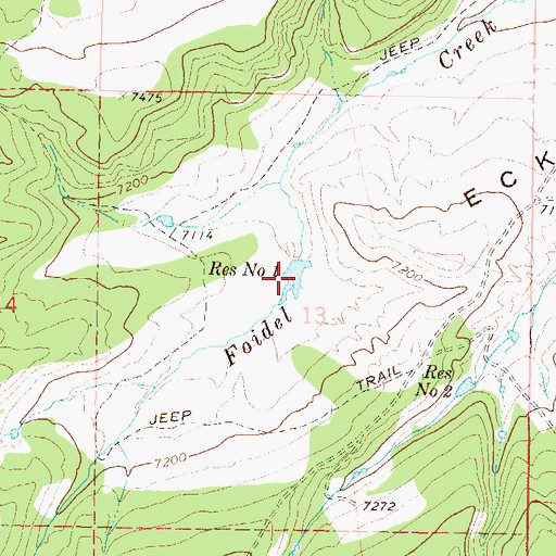Topographic Map of Number One Reservoir, CO