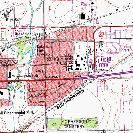 Topographic Map of Church of the Brethren, KS