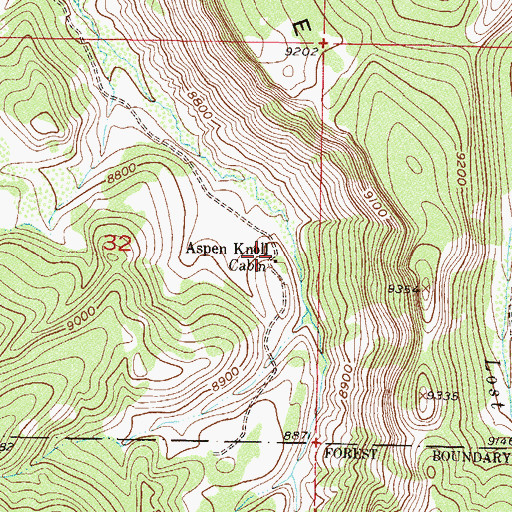 Topographic Map of Aspen Knoll Cabin, CO