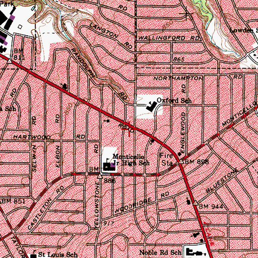 Topographic Map of Bluestone Post Office (historical), OH