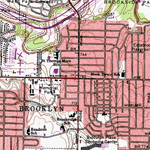 Topographic Map of Brooklyn Post Office (historical), OH