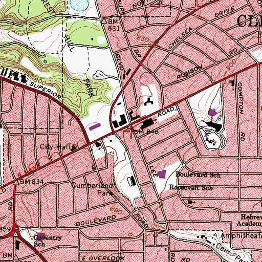 Topographic Map of Fairmount Post Office (historical), OH