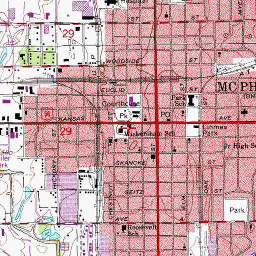 Topographic Map of First Christian Church, KS