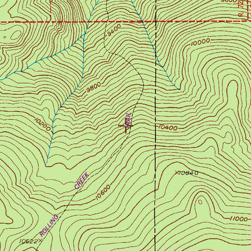 Topographic Map of Rolling Creek Trail, CO
