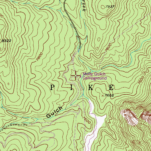 Topographic Map of Molly Gulch Campground, CO