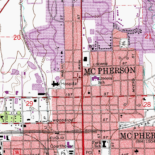 Topographic Map of First Church of God, KS