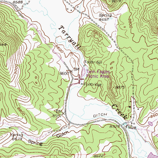 Topographic Map of Twin Eagles Picnic Area, CO
