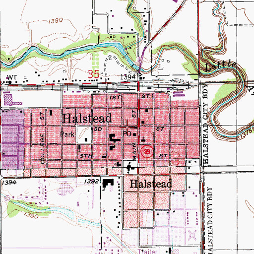 Topographic Map of Halstead City Offices, KS