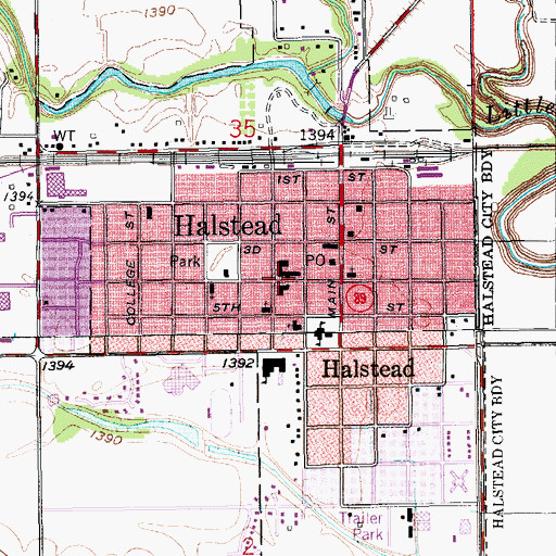 Topographic Map of Halstead Hospital, KS