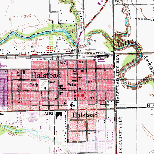 Topographic Map of Halstead Public Library, KS