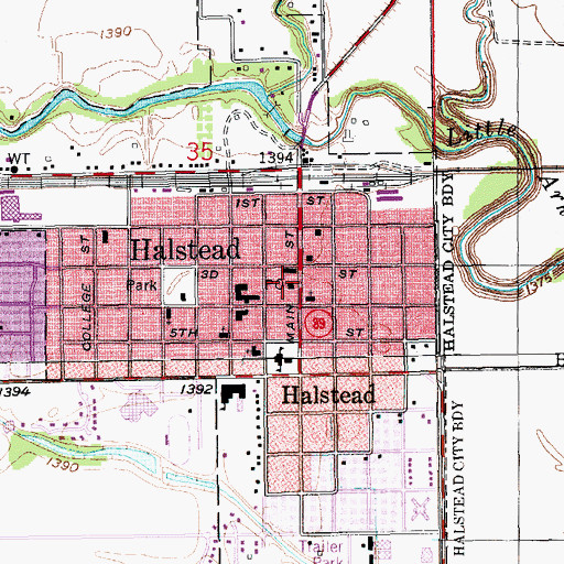 Topographic Map of Halstead Post Office, KS