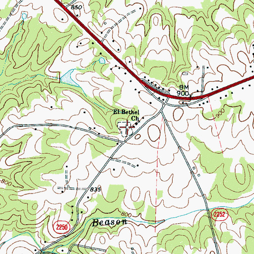 Topographic Map of El Bethel Cemetery, NC
