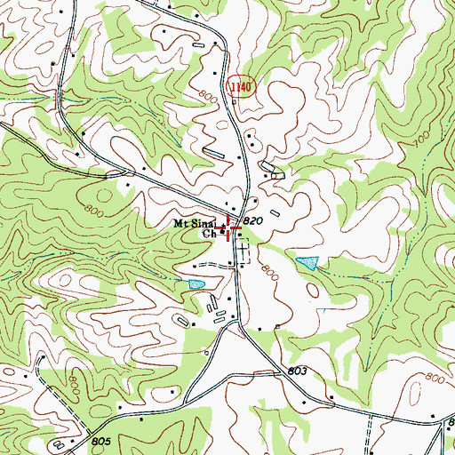 Topographic Map of Mount Sinai Baptist Church, NC