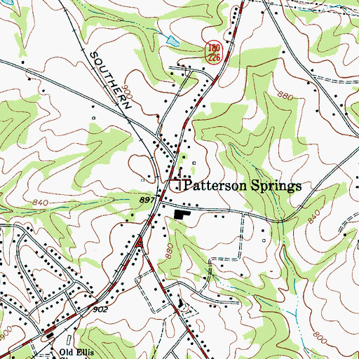 Topographic Map of Patterson Springs Elementary School (historical), NC
